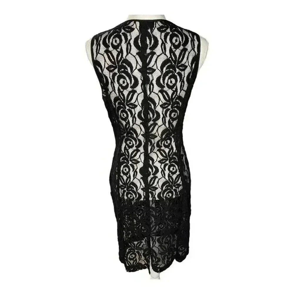 Talbot's Petite Size 2 Black Lace Floral Midi‎ Pencil Dress